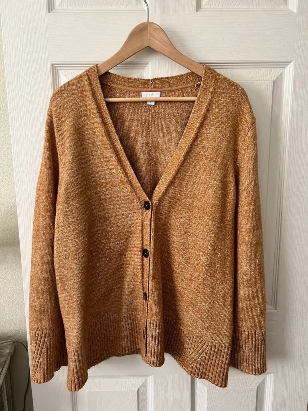 J. Jill Mustard Yellow Button Front Cardigan XL Cozy Relaxed Fit